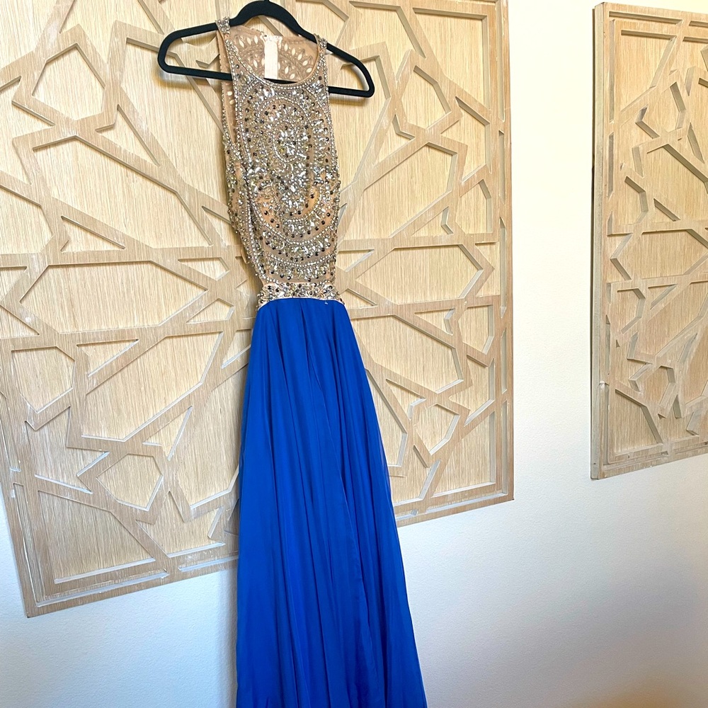 Brand new Hannah Prom Formal gown Sz 8 in Twilight Blue and Gold $358